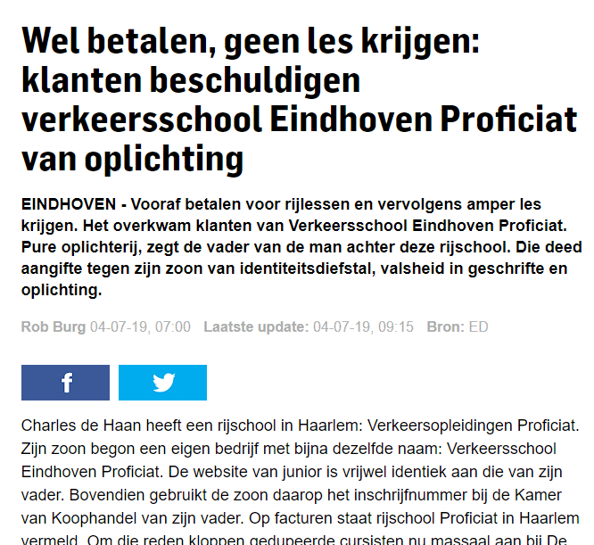 Eindhovens dagblad rijschool proficiat